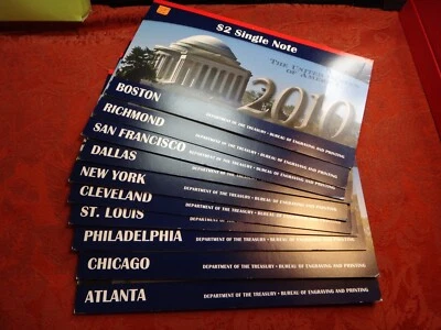 Set of 10 Two Dollar $2 FRN's - 2010 Treasury Dept. - Bureau of Engraving - Image 1 of 4