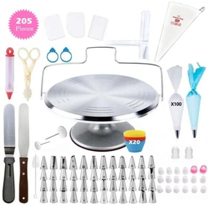 205pc Set - Aluminum Cake Turntable Icing Decorating Baking Kitchen Tools - Picture 1 of 12
