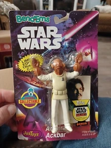 vintage Justoys Star Wars Admiral Ackbar poseable Bend-Ems 1994 with card - Picture 1 of 7
