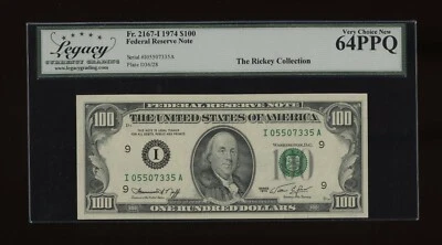 DBR 1974 $100 FRN Minneapolis Fr. 2167-I Legacy 64 PPQ Serial I05507335A - Image 1 of 2