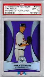 MIKE MINOR 2010 Bowman Platinum RC Rookie #PP18 Purple Refractor PSA 10 Pop 1 - Picture 1 of 2