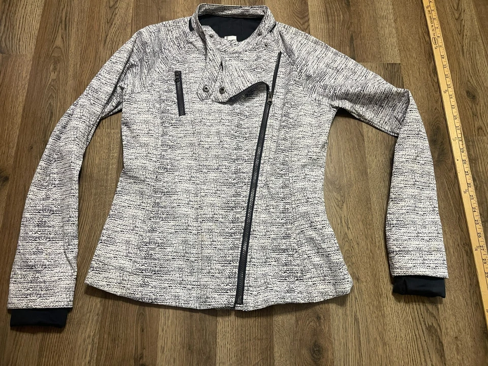 Mondetta Jacket, Women's Size Medium, White Black, Blazer, Asymmetric Full Zip - Image 1 of 4