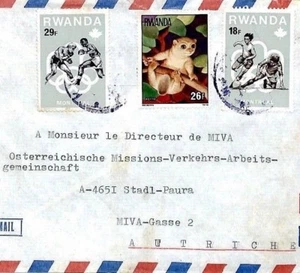 RWANDA Cover OLYMPICS ISSUES Missionary MIVA Air Mail FOOTBALL BOXING 1976 CM224 - Picture 1 of 4