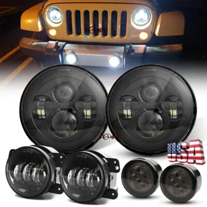 New Popular for Jeep Wrangler JK 07-18 Combo 7'' LED Headlights Fog Turn Lights - Picture 1 of 12