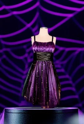 Vestido de graduación BLONDIE NITES Linda Bernell púrpura negro PLATEADO brillante para jóvenes talla 11 Foto 1 de 4