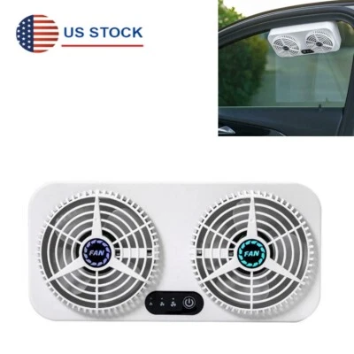 Car Home Dual Ventilation Fan USB Charging Air Circulation Cooling Tool Portable - Image 1 of 4