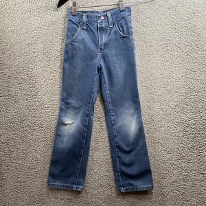 VTG Rustler Kids Jeans Size 7 Slim Distressed Made USA Western - Picture 1 of 9