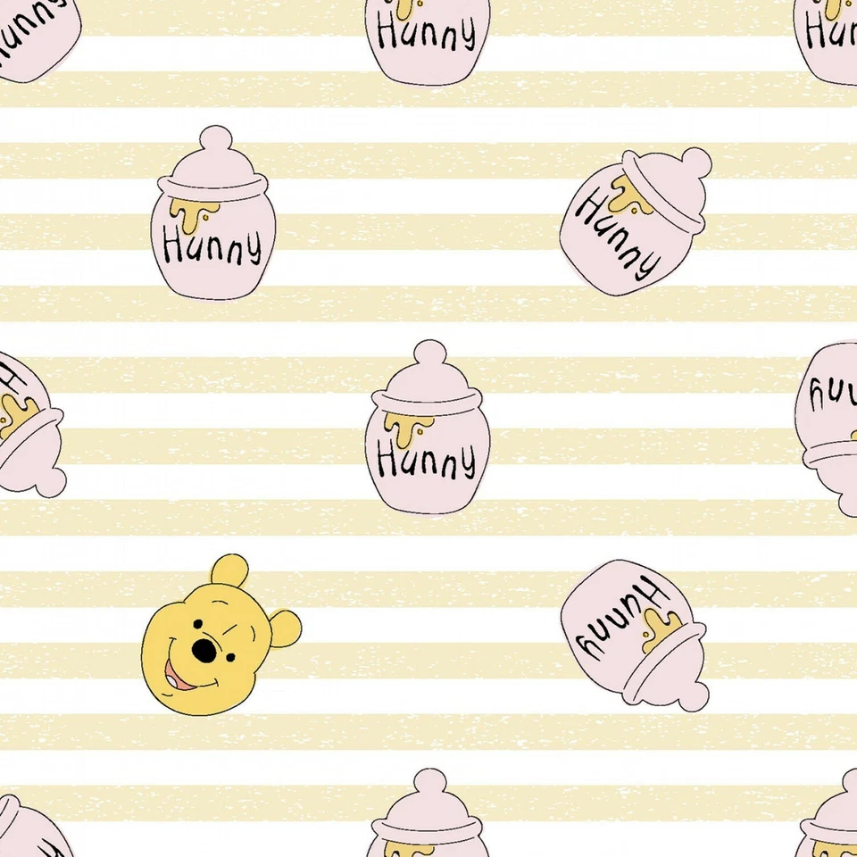 BTY Disney Winnie the Pooh Bear Hunny Strip Cotton Fabric Yard BTHY - Image 1 of 1