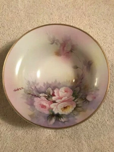 Schöne antike Vintage Noritake handbemalte Blumen Schale signiert B. Fushimly - Bild 1 von 8