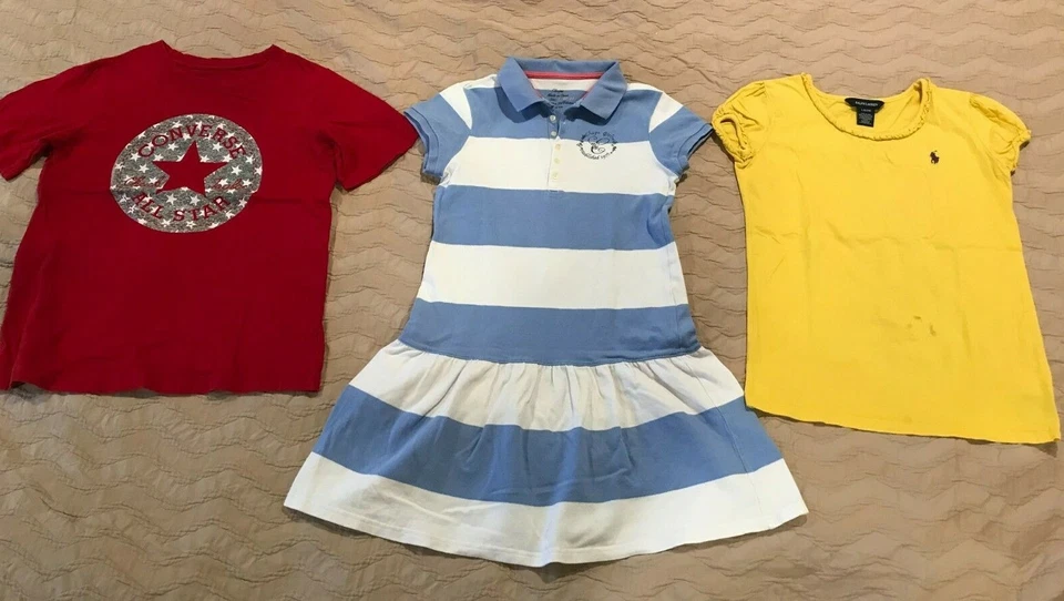 Lote de 3 piezas Camisas Vestido Niñas Talla 12-14 Chaps Ralph Lauren CONVERSE Foto 1 de 4