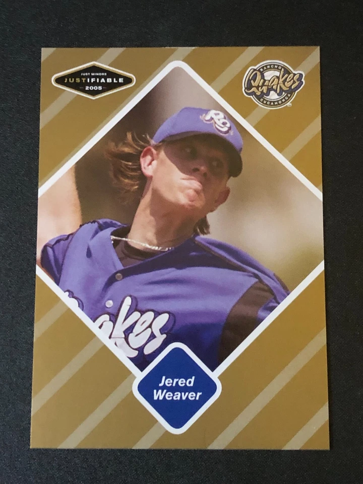 2005 年 Just Minors Jered WEAVER #87 正当黄金/100 地震 ⚾ 加州天使 — 第 1/2 张图片