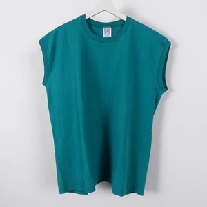 Vintage Jerzees Shirt Adult Mens XL Green Blank Sleeveless Tank Top Made In USA - Picture 1 of 11