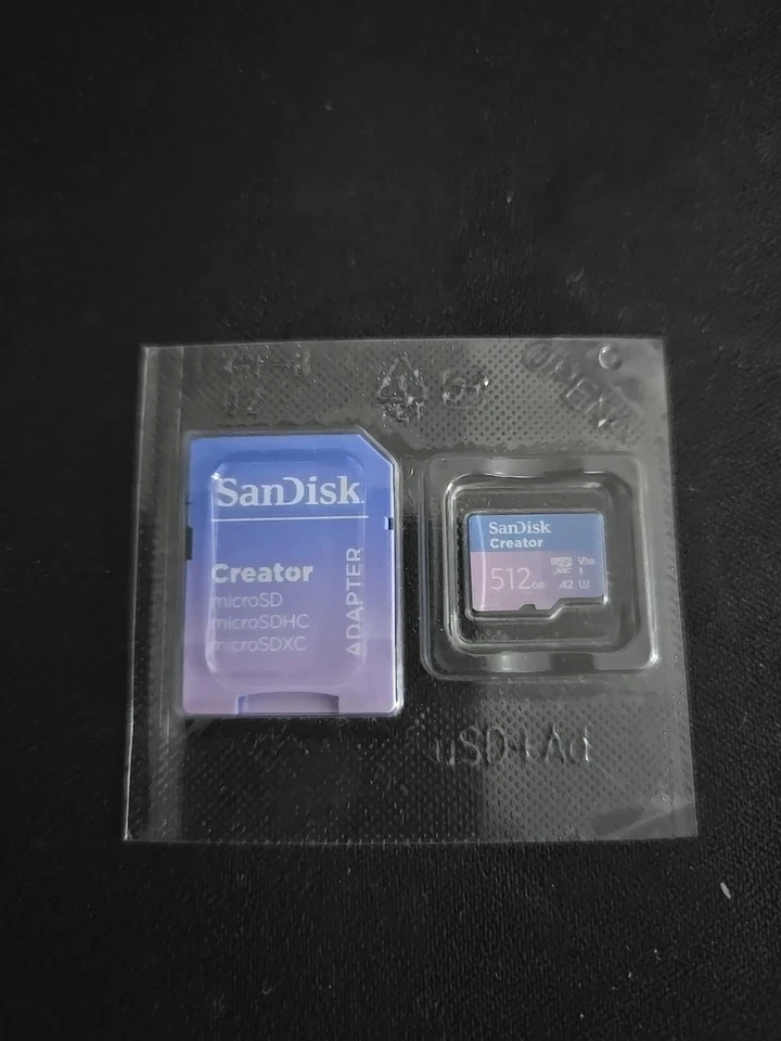 SanDisk Creator microSDXC UHS-I + SD adapter 512 GB, A2, C10, V30, U3, 190 MB/s, - Image 1 of 1