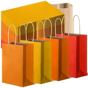 100 Pcs Fall Gift Bags Bulk Thanksgiving Treat Bags with Handles Autumn Theme... - Picture 1 of 6