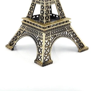 Bronze Tone Paris Eiffel Tower Figurine Statue Vintage Alloy Model Decor 25CM - Picture 1 of 6