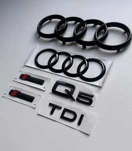 AUDI Q5 2008-2017 Distintivi Nero Lucido GRIGLIA/STIVALE/PARAFANGO SET TDI/2XSLINE - Foto 1 di 2