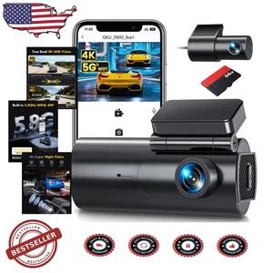 4K Dash Cam vorne & hinten - 64GB Karte, WLAN, Parkmodus, G-Sensor, 170° - Bild 1 von 11