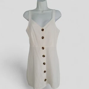 Neu mit Etikett Me to We von PacSun weißes Sommer-Minikleid Knöpfe 100 % Baumwolle Small - Bild 1 von 14