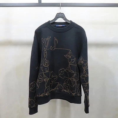 Louis Vuitton 1AAT5Y Negro Bordado Algodón LV Línea de Música Bordado Cuello Redondo Foto 1 de 4