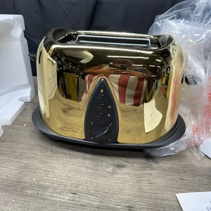 Retro Vtg GOLD Command Performance Gold Toaster EP325GD Pop-Up Toaster NEW - Picture 1 of 19