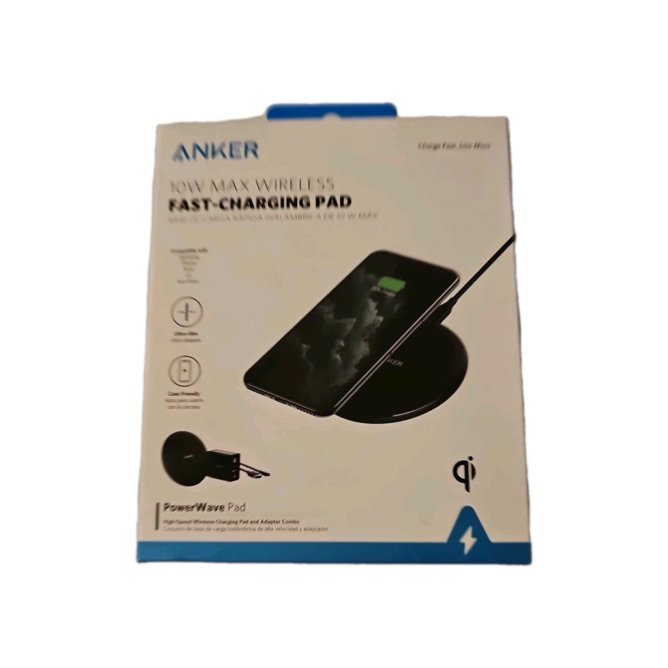 Anker PowerWave 10W QI Wireless Charger Pad with Wall Charger Included - Black - Image 1 of 2