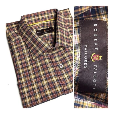 NWT Robert Talbott Shirt Button Down Cotton Plaid size XL Tailored Fit new - Image 1 of 4