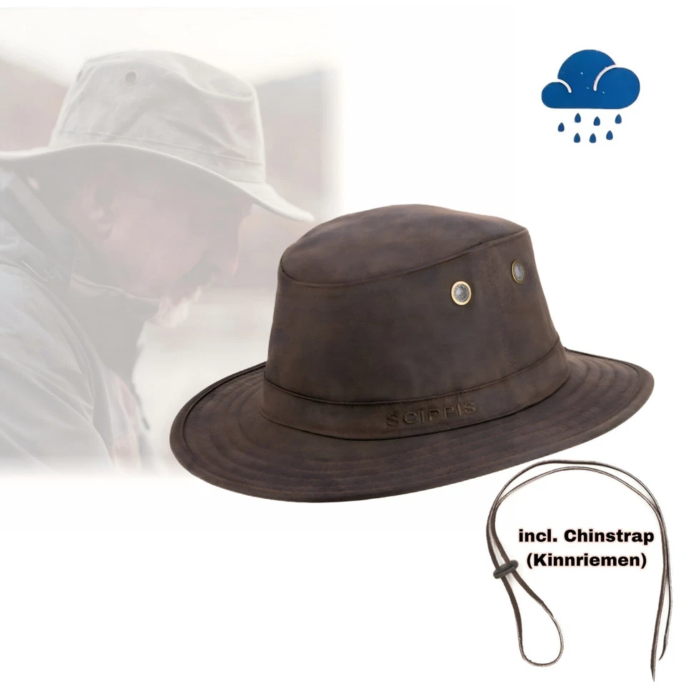 Scippis Ranger 31014 Regenhut wasserdicht DriTec Hut Outdoor Sonnenschutz braun