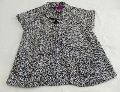 J. Khaki Girls Knit Sweater Cardigan Sz XL Short Sleeve One Button Pockets  Gray - Image 1 of 4