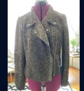 NWT Marrakech Marni Scuba Suede Jacket Size Medium Leopard Brown Motif RRP150 - Picture 1 of 4