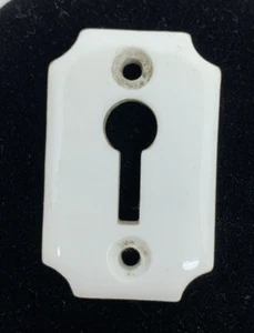 (1) Antique White Porcelain Keyhole  Cover Escutcheon 1 5/8” 10 available - Picture 1 of 10