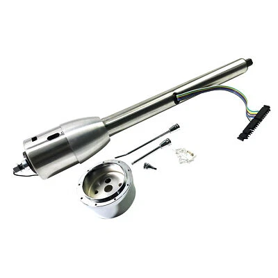 28" Stainless Steel Tilt Manual Universal Steering Column & Wheel Adapter No Key - Image 1 of 4
