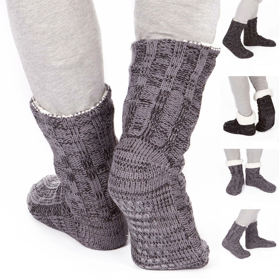 Men's Chunky Lounge Slipper Socks Cosy Non-Skid Gripper Sock Winter Gift, B45 - Image 1 of 1
