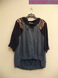 Free People Maglione Pullover Donna Rosalee Stampato Coulisse Blu Piccolo - Foto 1 di 6