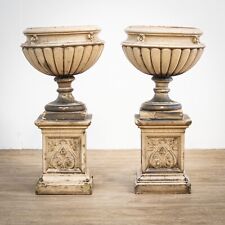 Pair of Glazed Ceramic Garden Urns