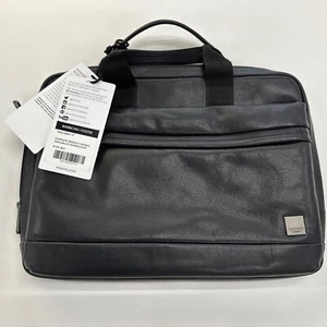 Knomo London Black Leather Briefcase - Barbican Foster Slim Laptop w/ RFID NWT - Picture 1 of 2