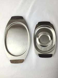 Monarch Mark III Vintage Edelstahl Japan Tablett Holzgriffe - 2er Set - Bild 1 von 3