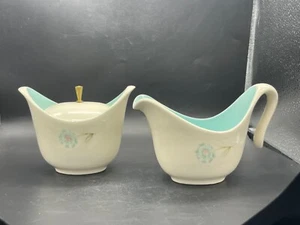 Mid Century, Keramik, weiß / blau, Zucker- und Milchkännchen - Bild 1 von 7