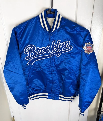 RARE Vintage Brooklyn Dodgers Starter Satin Bomber XL USA Dugout Quilted Script Cover