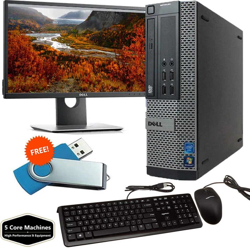 DELL i5 QUAD DESKTOP TOWER PC TFT COMPUTER SET 1TB HDD  WINDOWS 10  22"LCD UK - Image 1 of 1