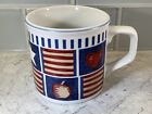 ~Tienshan Stoneware~Americana Coffee Mug~Tea Cup~country~folk~flag~America~EUC~