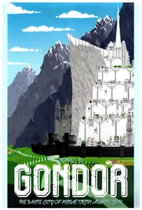 Viaggio a Gondor - Poster LOTR - Lo Hobbit - Stampa da viaggio - Foto 1 di 7