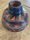Navajo Red Clay Hand Etched Glazed Round  Vase Signed J Hayes 4”