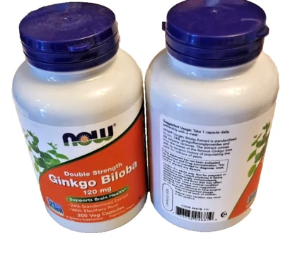 New 2PCK NOW Foods Ginkgo Biloba Double Strength 120 mg 200 Veg Caps exp 04/2027 - Image 1 of 4