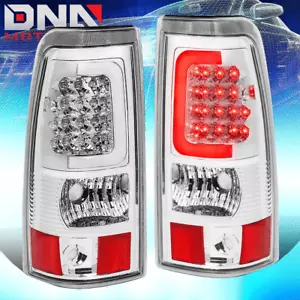 FOR 03-07 CHEVY SILVERADO/SIERRA CLEAR LENS CHROME 3D LED BAR TAIL BRAKE LIGHT - Picture 1 of 8