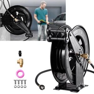 Carrete de manguera de aire retráctil manguera de aire híbrida de 3/8 pulgadas x 50 pies con brazos dobles - Imagen 1 de 12