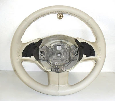 FIAT 500 NEW GENUINE LEATHER STEERING WHEEL COVER AND IVORY SEAMS HAND SEWN - Image 1 of 2