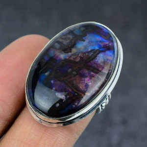 Anello gioiello in argento sterling 925 pietra preziosa labradorite viola naturale misura 7 K767 - Foto 1 di 6
