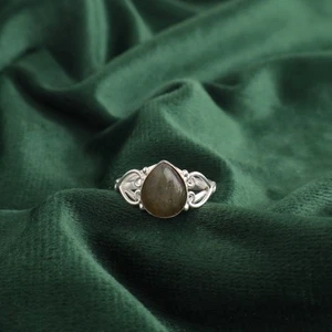 Labradorit Stein 925 Silber Boho Band Versprechen drittes Auge Chakra Ring US alle Größen - Bild 1 von 6