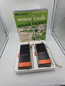 Vintage Midland Morse Code Walkie Talkies In Box Model 13-046 Transceiver - Picture 1 of 10