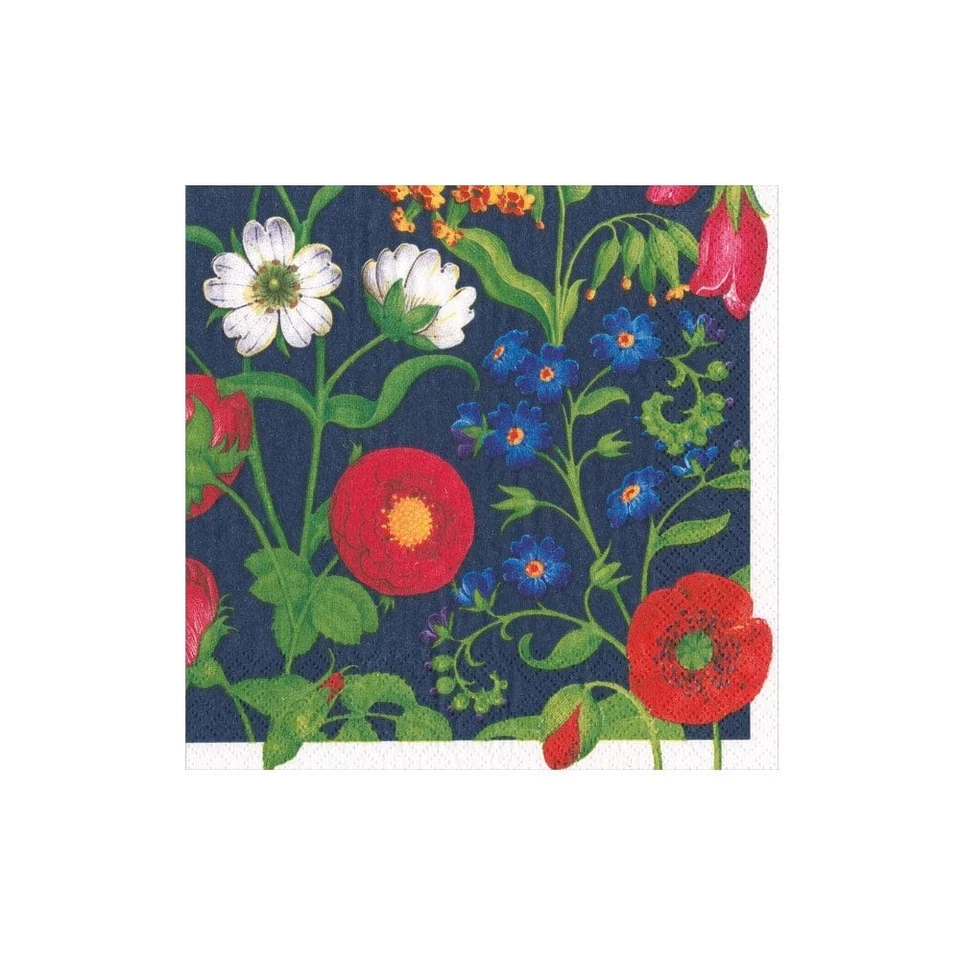 Caspari Paper Beverage Napkins Cloisters Garden Navy - 2 Packs of 20 17391C